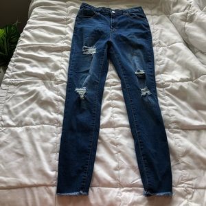 Dark Wash Ripped High-rise Skinny Jean